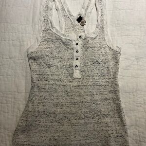 FREE PEOPLE We the Free Cotton Spandex TANK TOP Gray White Size S